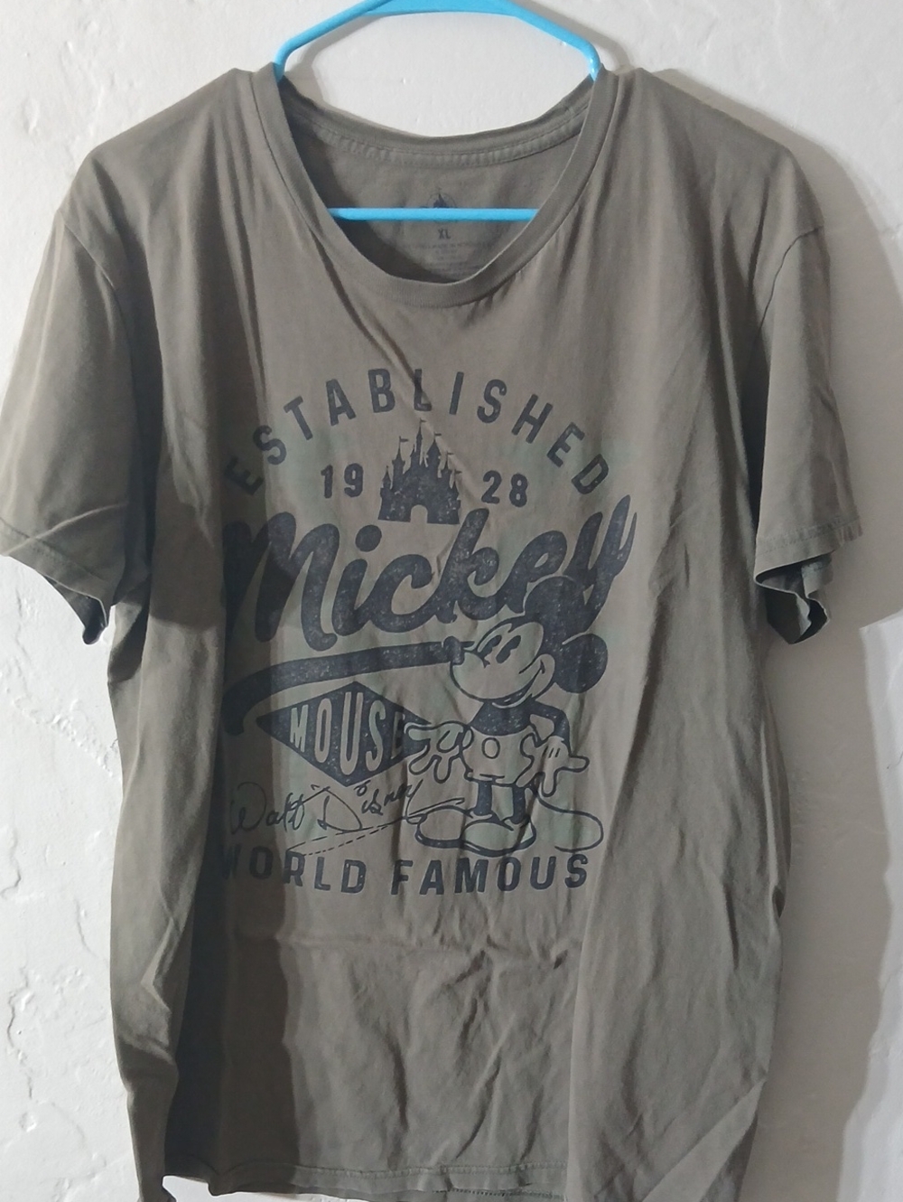 Disney Olive Green Mickey Graphic Short Sleeve Tee Size XL
